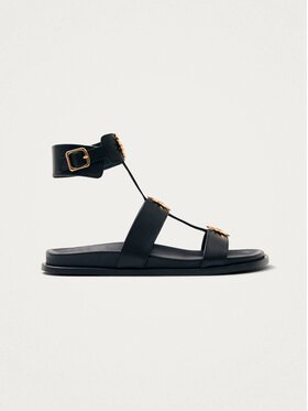 ALOHAS ALOHAS Sandały Clarisa Black Leather Sandals Czarny