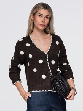 Ombre Ombre Sweter OW-SW-E0022 Brązowy Slim Fit