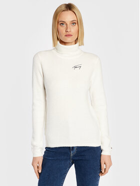 Tommy Jeans Tommy Jeans Dolcevita Signature Rib DW0DW14255 Écru Regular Fit
