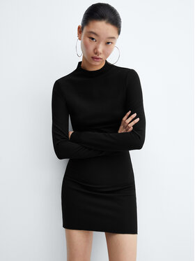 Mango Mango Sukienka dzianinowa Larissa 57035798 Czarny Slim Fit