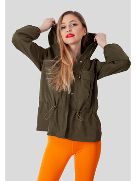 Perso Perso Kurtka przejściowa lekka z kieszeniami Khaki Slim Fit