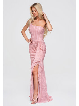 Ombre Ombre Sukienka wieczorowa LA-OM-DLR375 Różowy Slim Fit