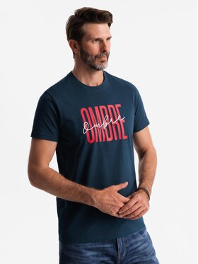 Ombre Ombre T-Shirt S2041 Granatowy Regular Fit