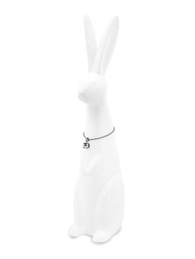 MIAhome MIAhome Figurka biały królik z naszyjnikiem 26x10x9 cm Biały