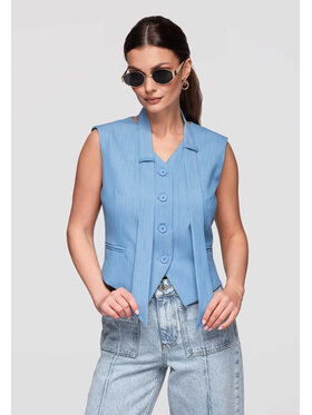 Ombre Ombre Kamizelka OW-VE-E0004 Niebieski Slim Fit