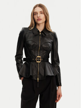 Elisabetta Franchi Elisabetta Franchi Odinė striukė GD-46Z-51E2-V1300 Juoda Regular Fit