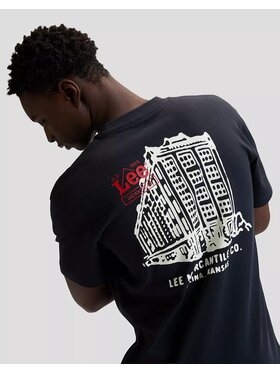 Lee Lee T-Shirt WW BUILDING TEE Niebieski Relaxed Fit
