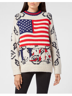 PHILIPP PLEIN PHILIPP PLEIN Sweter 4565 Beżowy Regular Fit
