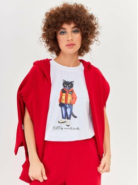 CAT by maniita lacitta CAT by maniita lacitta T-Shirt Printed T-shirt Biały Regular Fit