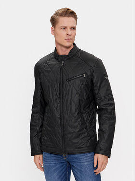 Guess Guess Ādas imitācijas jaka Quilted M4RL01 WFHD0 Melns Regular Fit