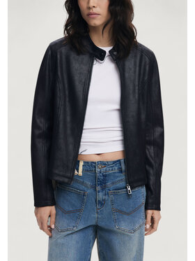 Desigual Desigual Μπουφάν δερμάτινο CHAQ_BASIC Μαύρο Basic Fit
