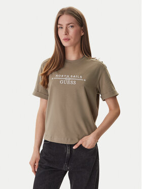 Guess Guess T-shirt GUESS x NORTH SAILS W6GI03 K2657 Zelena Relaxed Fit