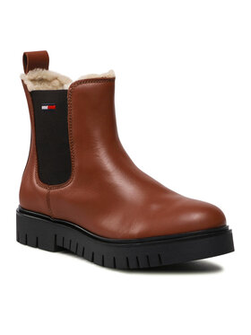 Tommy Jeans Tommy Jeans Kotníková obuv s elastickým prvkem Warmlined Chelsea Boot EN0EN01991 Hnědá
