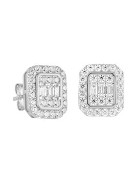 ICED STUFF ICED STUFF Ausskari Diamond Stud Baguette Baltais zelts