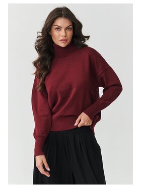 Makadamia Makadamia Sweter S165 Bordowy Loose Fit