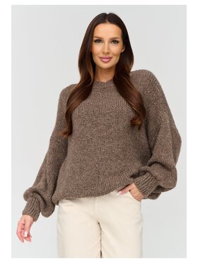 Makadamia Makadamia Sweter C83 Brązowy Loose Fit
