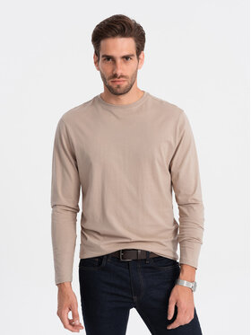 Ombre Ombre Longsleeve OM-LSBL-0106 Beżowy Regular Fit
