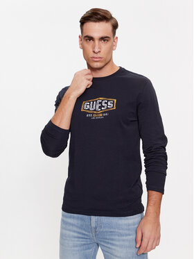 Guess Guess Pikkade varrukatega T-särk M4RI34 J1314 Tumesinine Slim Fit