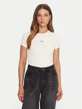 Guess Jeans Guess Jeans Tričko W5BP45 KA0H1 Béžová Slim Fit