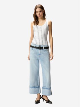 PINKO PINKO Top CECILY CANOTTIERA COSTINA DI COTONE Biały Slim Fit