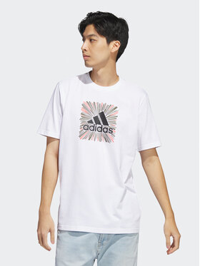 adidas adidas Tričko Sport Optimist Sun Logo Sportswear Graphic T-Shirt (Short Sleeve) HR8071 Biela Regular Fit