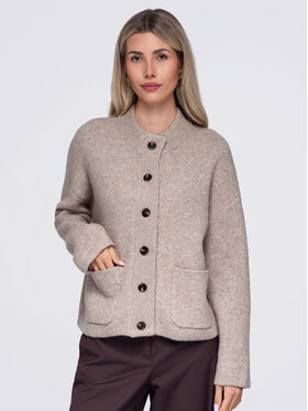 Ombre Ombre Kardigan OW-SW-E0020 Beżowy Relaxed Fit