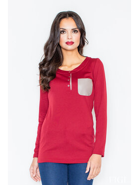 FIGL FIGL Bluzka M156 Bordowy Regular Fit