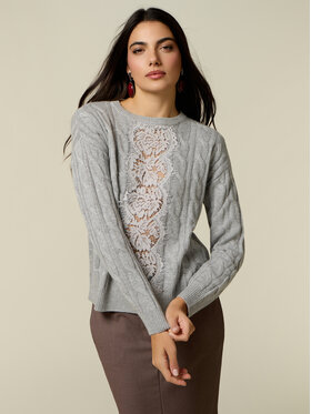 Oltre Oltre Sweter M370J005627N003 Szary Regular Fit