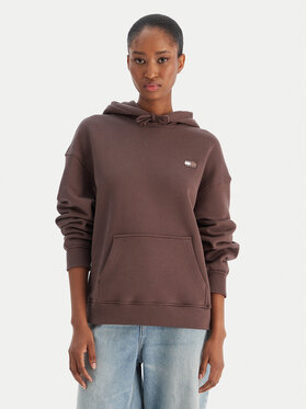 Tommy Jeans Tommy Jeans Mikina Badge DW0DW19414 Hnědá Boxy Fit