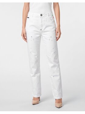 PHILIPP PLEIN PHILIPP PLEIN Jeansy 31767 Biały Straight Fit
