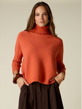 Oltre Oltre Sweter M155E002164N017 Pomarańczowy Boxy Fit