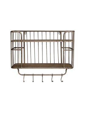 MIAhome MIAhome Półka ścienna druciana z haczykami 52 cm stare złoto Złoty