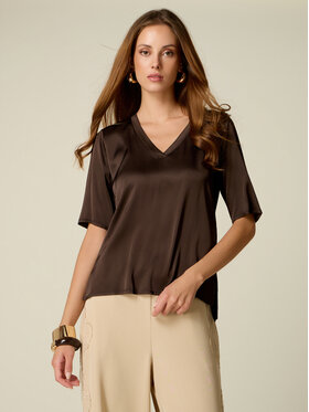 Oltre Oltre Bluzka 2082R003177N032 Brązowy Regular Fit