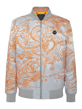 PHILIPP PLEIN PHILIPP PLEIN Kurtka bomber 3559 Szary Regular Fit