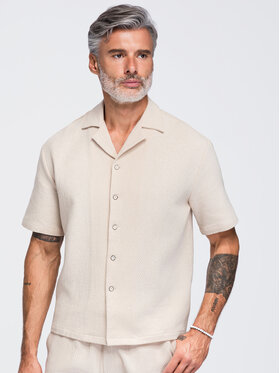 Ombre Ombre Koszula OM-SHSS-0220 Biały Boxy Fit