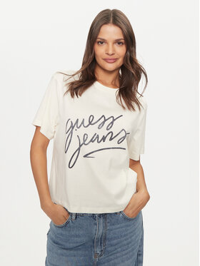 Guess Jeans Guess Jeans T-krekls W4BI54 K8HM0 Écru Boxy Fit