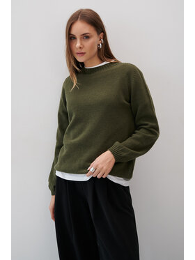 Fobya Fobya Sweter F2051 Zielony Basic Fit