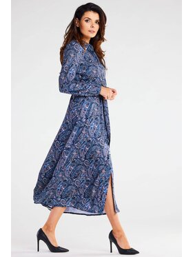 Awama Awama Košilové šaty A467 Tmavomodrá Basic Fit