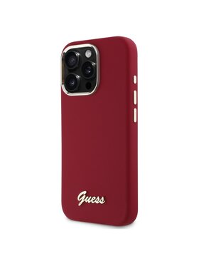 Guess Guess Etui na telefon Silicone Script Metal Czerwony