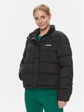 Guess Guess Пухено яке Logo V4RL00 WFYE2 Черен Regular Fit