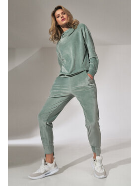 FIGL FIGL Spodnie damskie M746 Zielony Regular Fit