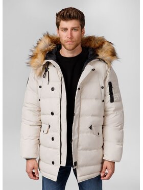 PITBULL PITBULL Kurtka zimowa Kurtka zimowa parka męska z kapturem Kingston XL Biały Regular Fit