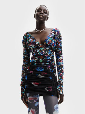 Desigual Desigual Cocktailkleid MONSIEUR CHRISTIAN LACROIX Confetti 22WWVK36 Schwarz Slim Fit