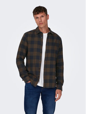 Only & Sons Only & Sons Риза Gudmund 22007112 Кафяв Slim Fit