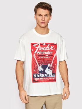 Wrangler Wrangler T-Shirt FENDER Vintage W7FBGFW02 Biały Relaxed Fit