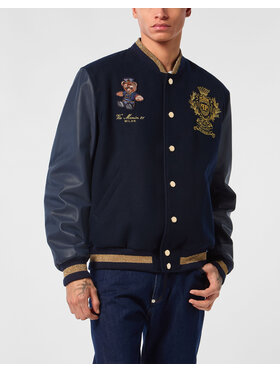 PHILIPP PLEIN PHILIPP PLEIN Kožená bunda 26987 Tmavomodrá Regular Fit