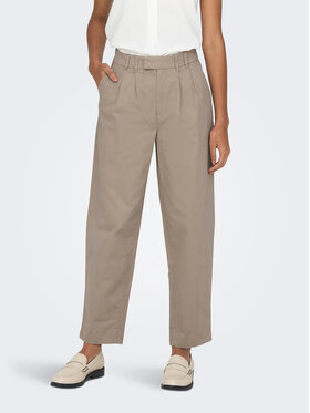 ONLY ONLY Текстилни панталони 15250445 Бежов Loose Fit
