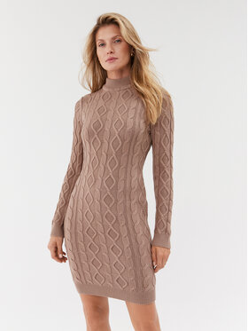 Guess Guess Úpletové šaty W3BK18 Z3382 Béžová Slim Fit