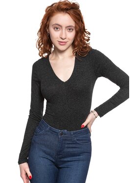 Lee Lee Sweter V-NECK BODY Szary Slim Fit