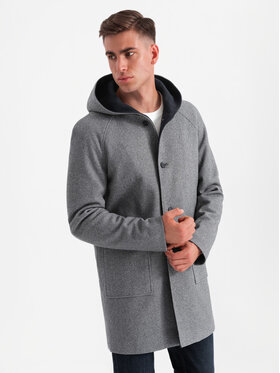 Ombre Ombre Płaszcz OM-COWC-0122 Szary Regular Fit